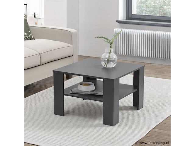 Houten salontafel - 60 x 60 cm - donkergrijs - 2 niveaus - afbeelding 2 van  8