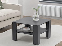 Houten salontafel - 60 x 60 cm - donkergrijs - 2 niveaus - afbeelding 2 van  8