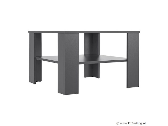 Houten salontafel - 60 x 60 cm - donkergrijs - 2 niveaus - afbeelding 3 van  8