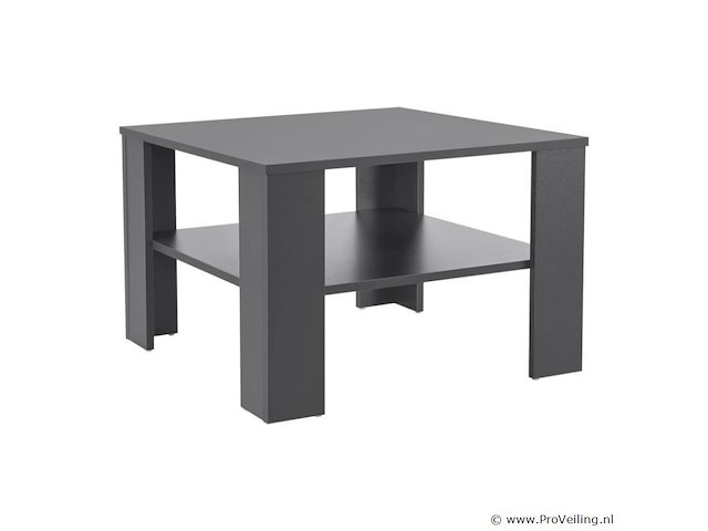 Houten salontafel - 60 x 60 cm - donkergrijs - 2 niveaus - afbeelding 1 van  8