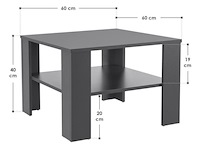 Houten salontafel - 60 x 60 cm - donkergrijs - 2 niveaus - afbeelding 8 van  8