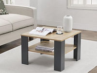 Houten salontafel - 60 x 60 cm - donkergrijs / houtkleur - 2 niveaus - afbeelding 2 van  8