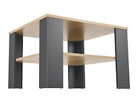 Houten salontafel - 60 x 60 cm - donkergrijs / houtkleur - 2 niveaus - afbeelding 4 van  8