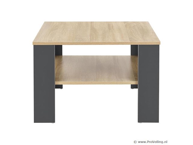 Houten salontafel - 60 x 60 cm - donkergrijs / houtkleur - 2 niveaus - afbeelding 5 van  8