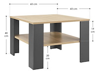 Houten salontafel - 60 x 60 cm - donkergrijs / houtkleur - 2 niveaus - afbeelding 8 van  8