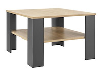 Houten salontafel - 60 x 60 cm - donkergrijs / houtkleur - 2 niveaus - afbeelding 1 van  8