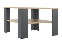 Houten salontafel - 60 x 60 cm - donkergrijs / houtkleur - 2 niveaus - afbeelding 3 van  8