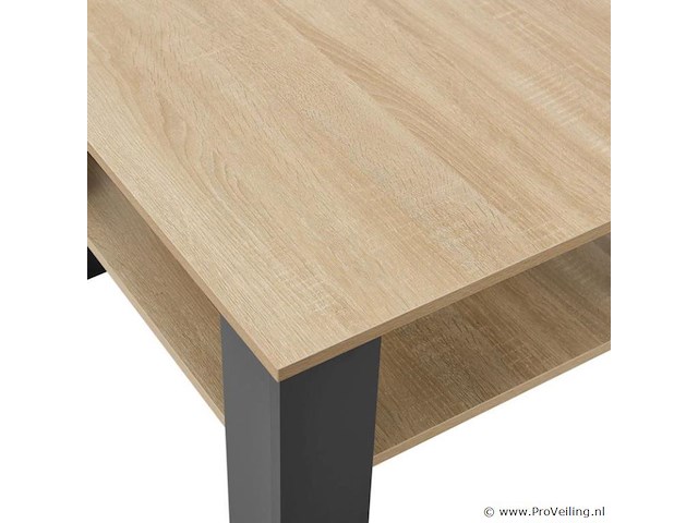 Houten salontafel - 60 x 60 cm - donkergrijs / houtkleur - 2 niveaus - afbeelding 6 van  8