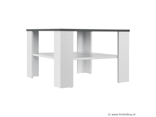 Houten salontafel - 60 x 60 cm - donkergrijs / wit - 2 niveaus - afbeelding 3 van  8