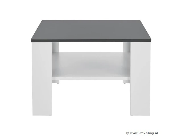 Houten salontafel - 60 x 60 cm - donkergrijs / wit - 2 niveaus - afbeelding 5 van  8