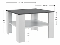Houten salontafel - 60 x 60 cm - donkergrijs / wit - 2 niveaus - afbeelding 8 van  8