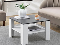 Houten salontafel - 60 x 60 cm - donkergrijs / wit - 2 niveaus - afbeelding 2 van  8
