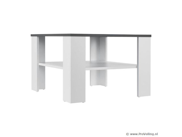 Houten salontafel - 60 x 60 cm - donkergrijs / wit - 2 niveaus - afbeelding 3 van  8
