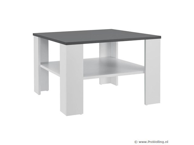 Houten salontafel - 60 x 60 cm - donkergrijs / wit - 2 niveaus - afbeelding 1 van  8