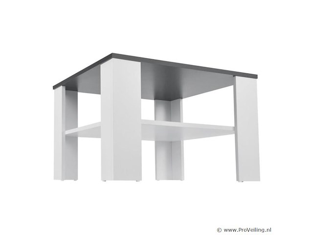 Houten salontafel - 60 x 60 cm - donkergrijs / wit - 2 niveaus - afbeelding 4 van  8