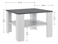 Houten salontafel - 60 x 60 cm - donkergrijs / wit - 2 niveaus - afbeelding 8 van  8