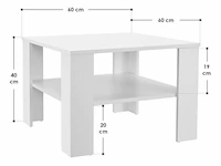 Houten salontafel - 60 x 60 cm - wit - 2 niveaus - afbeelding 8 van  8