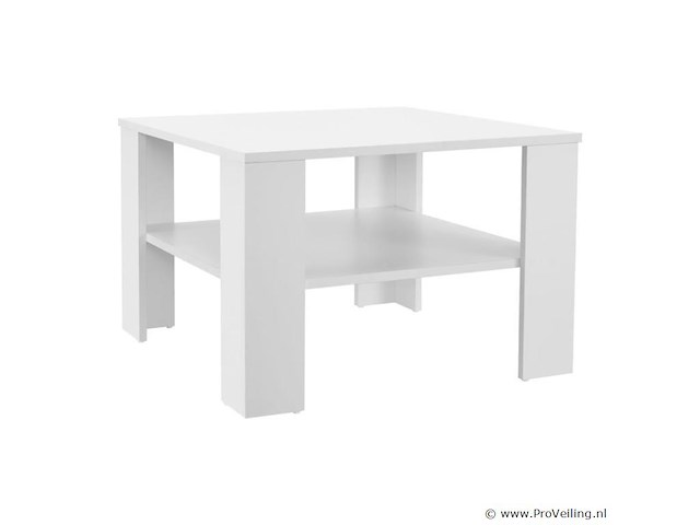 Houten salontafel - 60 x 60 cm - wit - 2 niveaus - afbeelding 1 van  8
