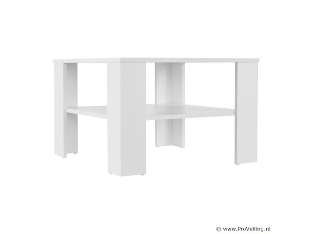 Houten salontafel - 60 x 60 cm - wit - 2 niveaus - afbeelding 3 van  8