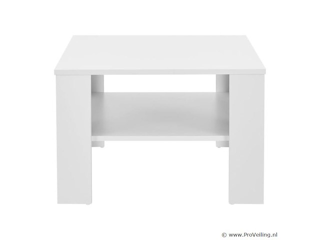 Houten salontafel - 60 x 60 cm - wit - 2 niveaus - afbeelding 5 van  8