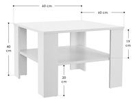 Houten salontafel - 60 x 60 cm - wit - 2 niveaus - afbeelding 8 van  8