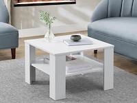 Houten salontafel - 60 x 60 cm - wit - 2 niveaus - afbeelding 2 van  8