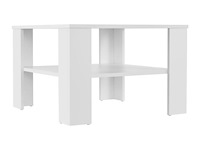 Houten salontafel - 60 x 60 cm - wit - 2 niveaus - afbeelding 3 van  8