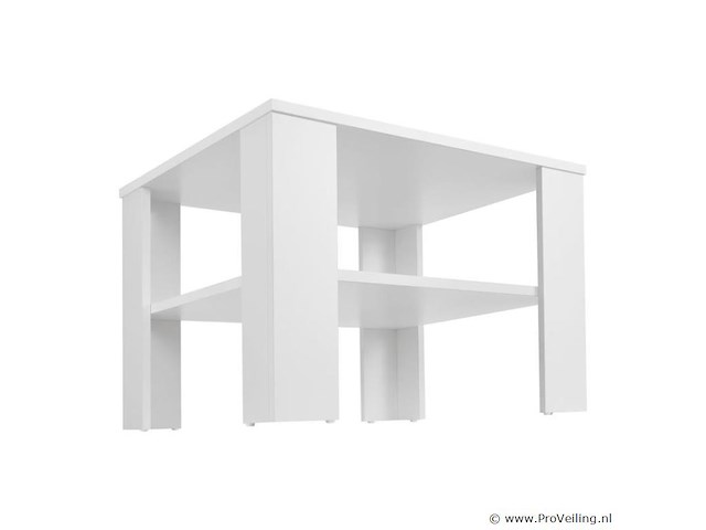 Houten salontafel - 60 x 60 cm - wit - 2 niveaus - afbeelding 4 van  8