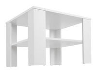 Houten salontafel - 60 x 60 cm - wit - 2 niveaus - afbeelding 4 van  8