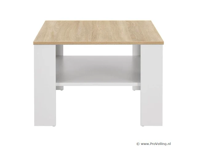 Houten salontafel - 60 x 60 cm - wit / houtkleur - 2 niveaus - afbeelding 5 van  8