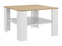 Houten salontafel - 60 x 60 cm - wit / houtkleur - 2 niveaus - afbeelding 1 van  8