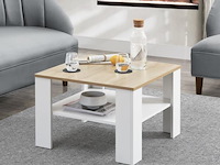 Houten salontafel - 60 x 60 cm - wit / houtkleur - 2 niveaus - afbeelding 2 van  8