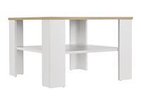 Houten salontafel - 60 x 60 cm - wit / houtkleur - 2 niveaus - afbeelding 3 van  8