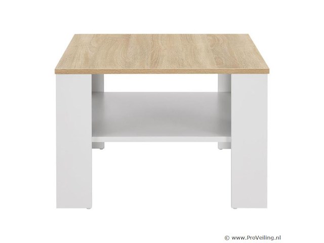 Houten salontafel - 60 x 60 cm - wit / houtkleur - 2 niveaus - afbeelding 5 van  8