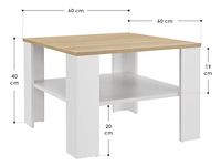 Houten salontafel - 60 x 60 cm - wit / houtkleur - 2 niveaus - afbeelding 8 van  8