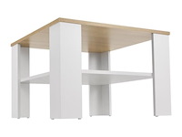 Houten salontafel - 60 x 60 cm - wit / houtkleur - 2 niveaus - afbeelding 4 van  8