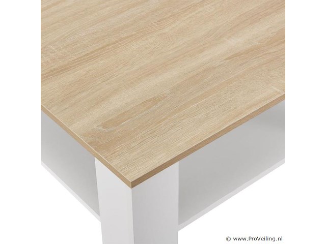 Houten salontafel - 60 x 60 cm - wit / houtkleur - 2 niveaus - afbeelding 6 van  8