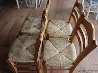 Houten stoelen met rieten zitting - 45x43x90cm - 4 stuks - afbeelding 1 van  3