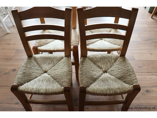 Houten stoelen met rieten zitting - 45x43x90cm - 4 stuks - afbeelding 2 van  3