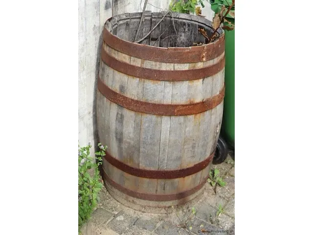Houten ton - 52cm (d) x 87cm (h) - afbeelding 2 van  4
