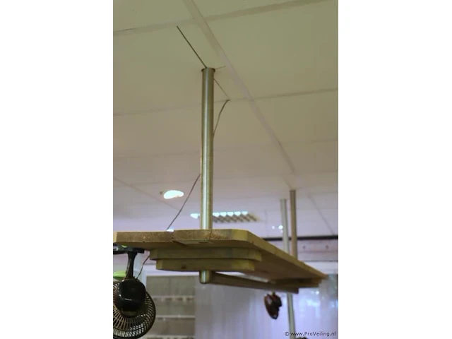 Houten wandrek incl. rvs plafond stang - 250x40x100cm - afbeelding 1 van  5
