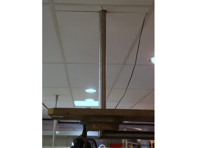 Houten wandrek incl. rvs plafond stang - 250x40x100cm - afbeelding 3 van  5