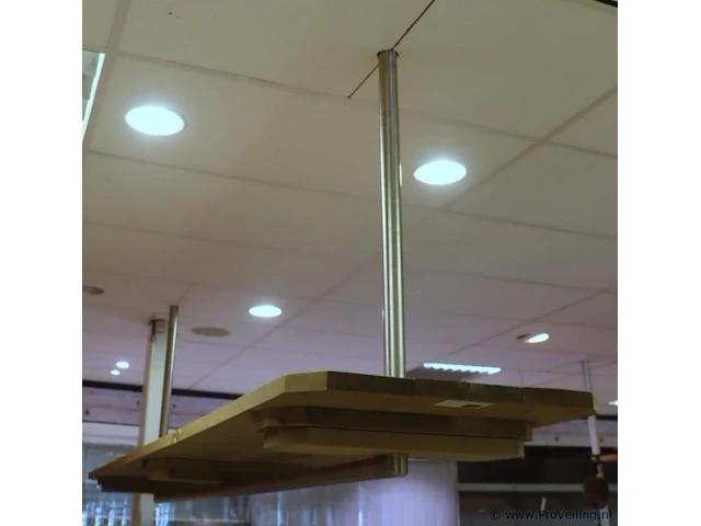 Houten wandrek incl. rvs plafond stang - 300x60x100cm - afbeelding 1 van  4
