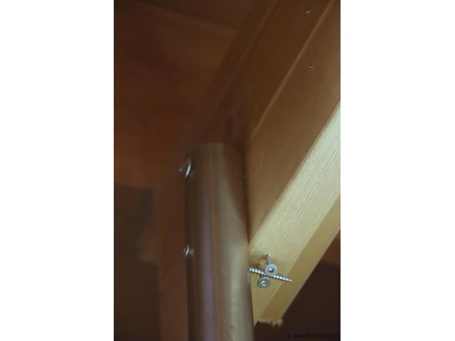 Houten wandrek incl. rvs plafond stang - 300x60x100cm - afbeelding 4 van  4