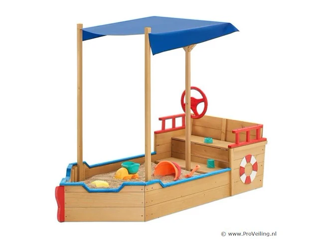 Houten zandbak piraten design incl. bodemplaat - afbeelding 5 van  6