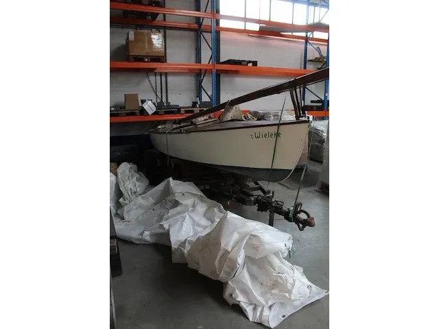 Houten zeilboot 't wieleke op trailer. zeilen aanwezig. lengte ca 475 cm. breedte 170 cm. lengte mast ca. 6... - afbeelding 5 van  15