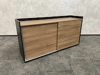 Houtlook schuifdeurkast - zwart/noten - 160cm - afbeelding 1 van  9