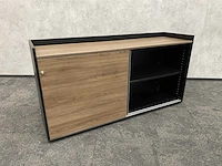Houtlook schuifdeurkast - zwart/noten - 160cm - afbeelding 3 van  9