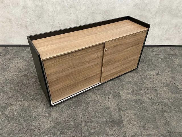 Houtlook schuifdeurkast - zwart/noten - 160cm - afbeelding 5 van  9