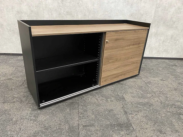 Houtlook schuifdeurkast - zwart/noten - 160cm - afbeelding 2 van  9